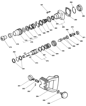 Default 3 Diagram and Parts List for DW543K-AR Type 3 DeWALT Hammer