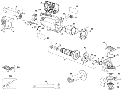 Page A Diagram and Parts List for D28111-B3 1 DeWALT Grinder