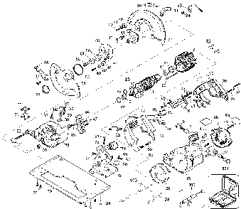 Exploded Diagram A Diagram and Parts List for D384-04 Type 1 DeWALT Circular Saw