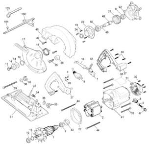 Page A Diagram and Parts List for DW352-B2 4 DeWALT Circular Saw