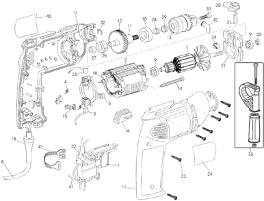 Page A Diagram and Parts List for DW508-AR 2 DeWALT Hammer