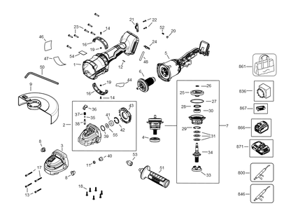 Exploded Diagram A Diagram and Parts List for DCG440X2 Type 1 DeWALT Angle Grinder