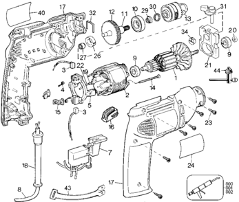 Default Diagram and Parts List for DW501-35 Type 1 DeWALT Boring Machine