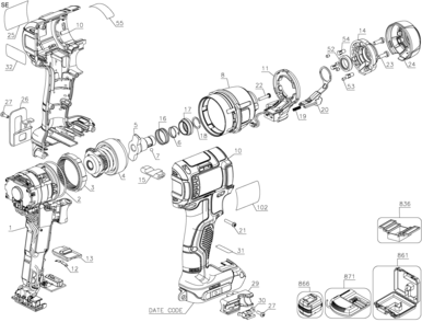Page A Diagram and Parts List for DCF895D2 1 DeWALT Impact Driver