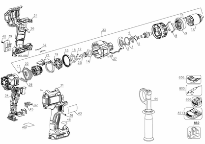 Part Location Diagram of DCB208 DeWALT Battery Pack