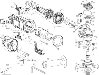 Part Location Diagram of N111238 DeWALT END HANDLE