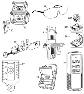 Default Diagram and Parts List for DW079LG Type 1 DeWALT Laser Level