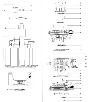 Default 2 Diagram and Parts List for DW079LG Type 1 DeWALT Laser Level