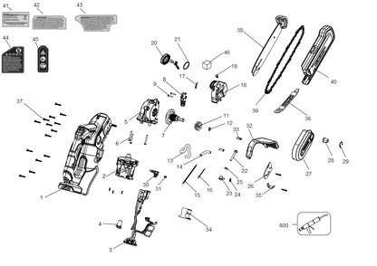 Exploded Diagram A Diagram and Parts List for DCCS623B Type 1 DeWALT Chainsaw