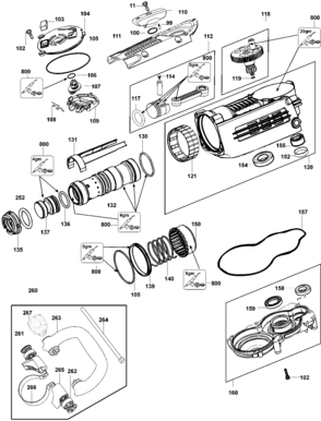 Default 2 Diagram and Parts List for D25890K Type 1 DeWALT Hammer