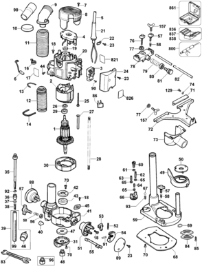 Page A Diagram and Parts List for DW621K 2 DeWALT Router