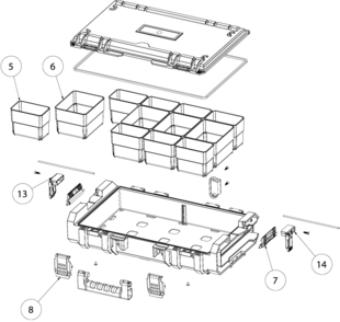 Default Diagram and Parts List for DWST08202 Type 0 DeWALT Tool Stand & Cart