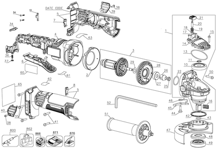 Part Location Diagram of N827432 DeWALT Gearcase Assembly