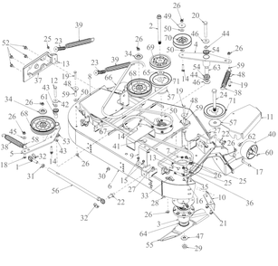 Deck Diagram and Parts List for DXGX548P (53AL8CS6038)(2021) DeWALT Lawn Tractor
