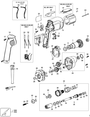 Page A Diagram and Parts List for DW268-B2 3 DeWALT Screwdriver