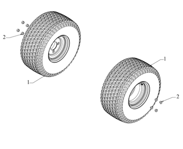 Rear Wheels Diagram and Parts List for DXGHW48P (55RI6HN6038)(2021) DeWALT Lawn Mower