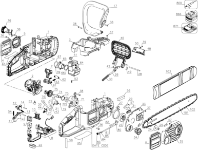 Part Location Diagram of 90617047 DeWALT GROMMET