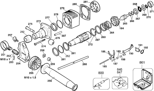 Default Diagram and Parts List for DW532K Type 103 DeWALT Hammer Drill
