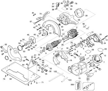 Default Diagram and Parts List for 2684-34 Type 1 DeWALT Circular Saw