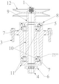 Spindle Diagram and Parts List for DXGZ148P (47AHBCA6038)(2022) DeWALT Lawn Tractor