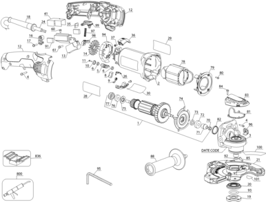 Default Diagram and Parts List for DWE46066 Type 1 DeWALT Table Saw Accessories