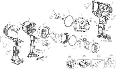 Part Location Diagram of N410641 DeWALT SEAL-GEARBOX