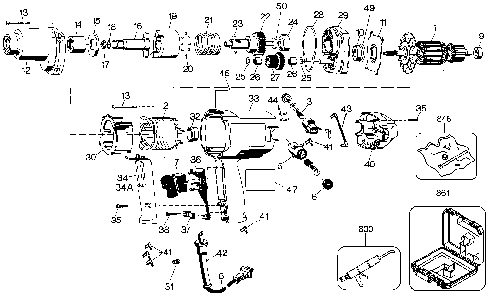 Exploded Diagram A Diagram and Parts List for D291-04 Type 1 DeWALT Impact Driver