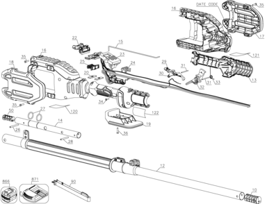 Part Location Diagram of 90608942 DeWALT PIVOT PIN