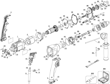 Page A Diagram and Parts List for DWD520-B2 1 DeWALT Hammer Drill