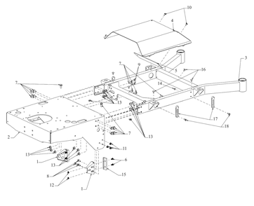 Frame Diagram and Parts List for DXGHW48P (55RI6HN6038)(2021) DeWALT Lawn Mower