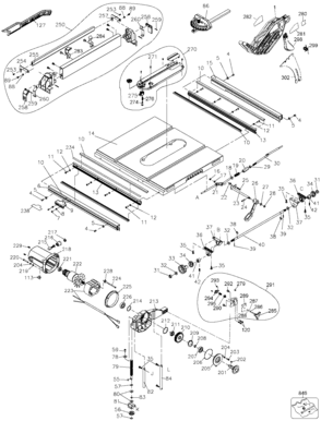 Default 2 Diagram and Parts List for DW745-B2 Type 3 DeWALT Table Saw