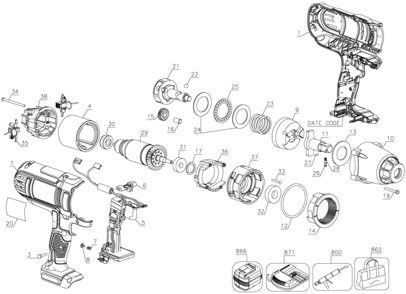 Page A Diagram and Parts List for DCF889M2 1 DeWALT Wrench