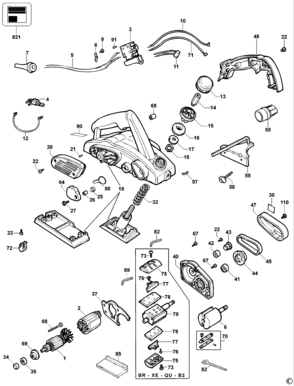 Page A Diagram and Parts List for DW680-B2 2 DeWALT Planer Jointer
