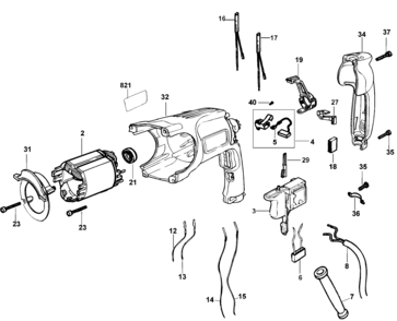 Page B Diagram and Parts List for D25103KAR 1 DeWALT Hammer