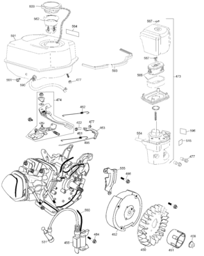 Flywheel & Linkage Diagram and Parts List for DW650LAG-B3 Type 1 DeWALT Engine