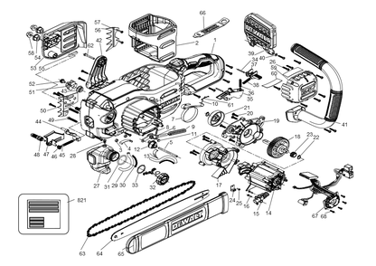 Exploded Diagram A Diagram and Parts List for DCCS677B Type 1 DeWALT Chainsaw