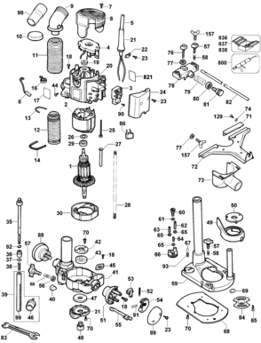 Page A Diagram and Parts List for DW621-B2 2 DeWALT Router