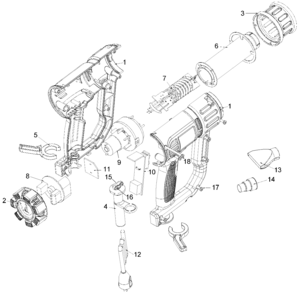 Default Diagram and Parts List for D26411-B2C Type 1 DeWALT Heat Gun