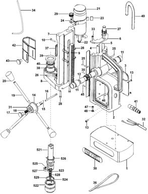 Default 2 Diagram and Parts List for D21620K-B3 Type 1 DeWALT Boring Machine