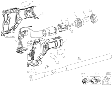 Part Location Diagram of N427394 DeWALT LOCK OFF BUTTON
