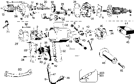 Exploded Diagram A Diagram and Parts List for D130-04 Type 1 DeWALT Drill