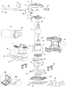 Exploded Diagram A Diagram and Parts List for D26441CM Type 1 DeWALT Orbital or Palm Sander