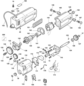 MOTOR Diagram and Parts List for DW733-B2 Type 2 DeWALT Planer Jointer