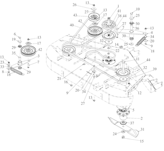 Belt, Blade And Spindle Diagram and Parts List for DXGX554P (53AL8CS7038)(2022) DeWALT Lawn Tractor