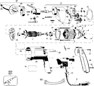 Default Diagram and Parts List for DW111-35 Type 1 DeWALT Boring Machine