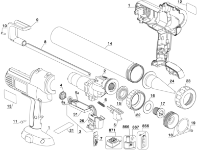Page A Diagram and Parts List for DC547K 2 DeWALT Caulking Gun