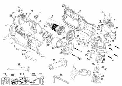 Diagram Diagram and Parts List for DCG412BR Type 4 DeWALT Saw