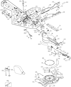 Default 2 Diagram and Parts List for DW717-B2 Type 2 DeWALT Miter Saw