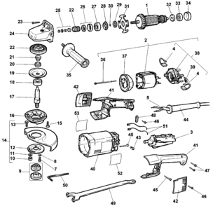 Page A Diagram and Parts List for DW852-AR 5 DeWALT Grinder