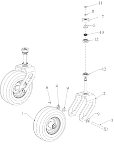 Wheels - Front Diagram and Parts List for DXGX554P (53AL8CS7038)(2021) DeWALT Lawn Tractor